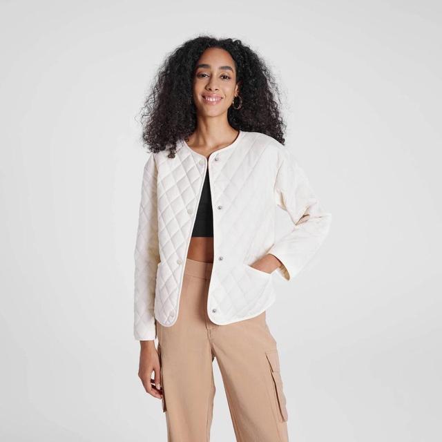 Womens Quilted Jacket - A New Day White XS Product Image