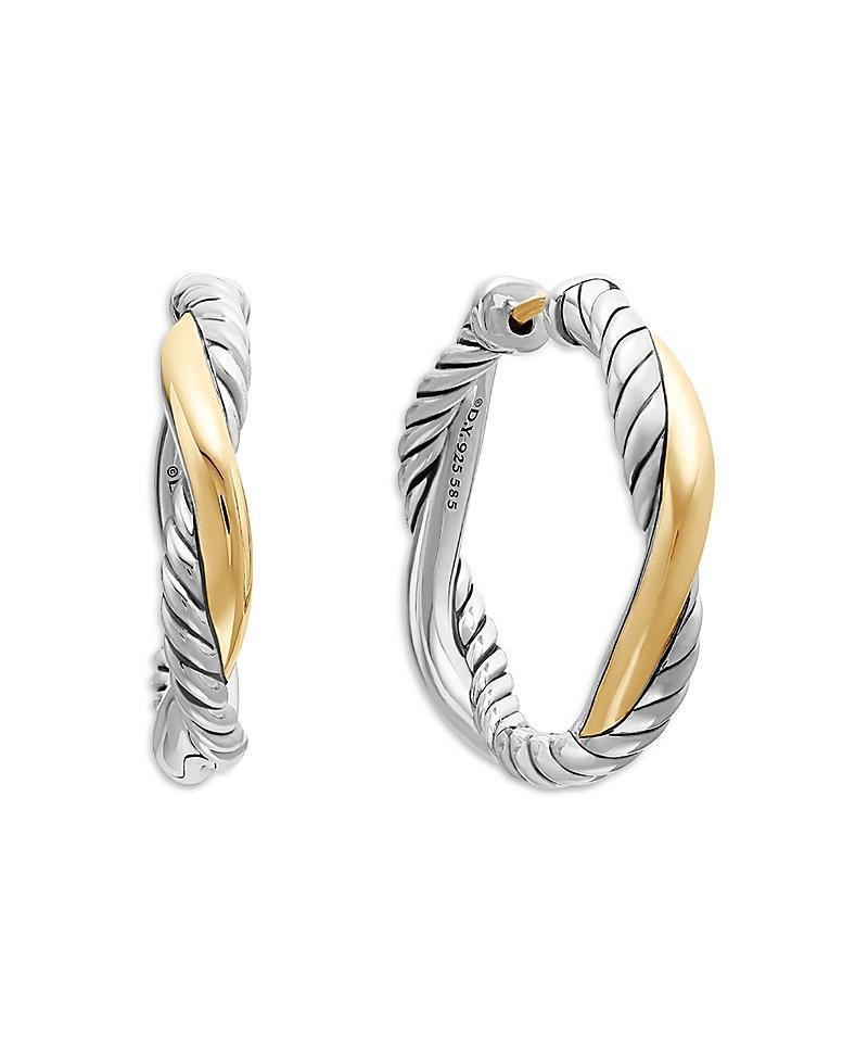 Womens Infinity Hoop Earrings in Sterling Silver with 14K Yellow Gold, 42MM Product Image