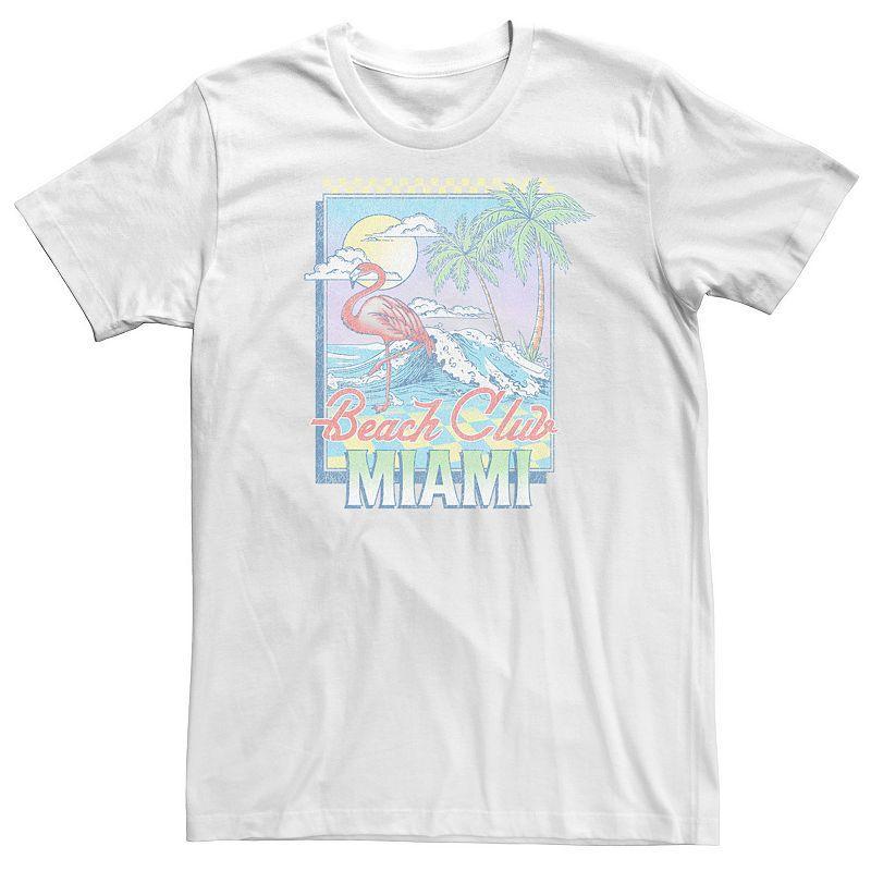 Big & Tall Flamingo Beach Club Miami Stamp Graphic Tee, Mens Product Image