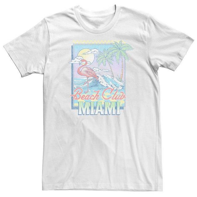 Big & Tall Flamingo Beach Club Miami Stamp Graphic Tee, Mens White Product Image