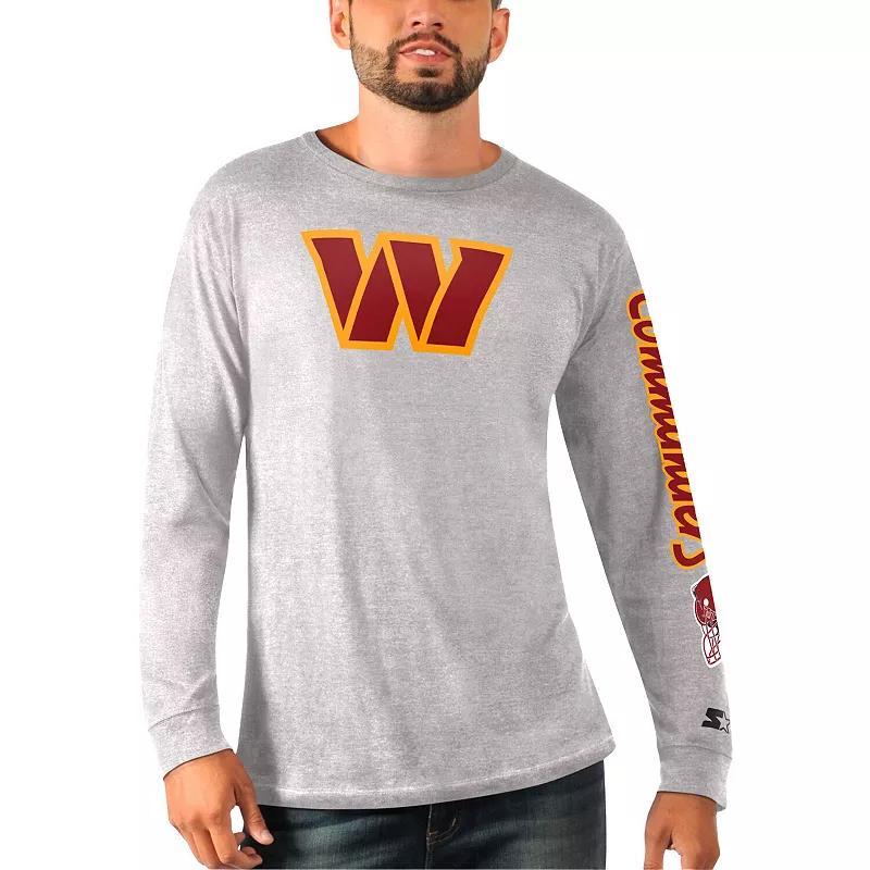 Mens Starter Heather Gray Washington Commanders Halftime Long Sleeve T-Shirt Product Image