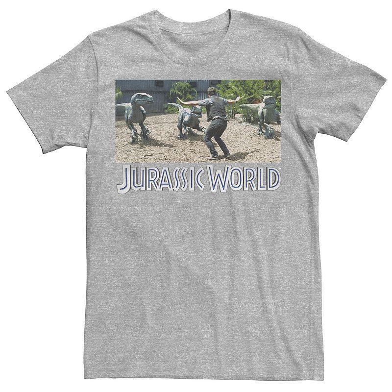 Mens Jurassic World Owen Raptor Pack Trainer Graphic Tee Athletic Grey Product Image