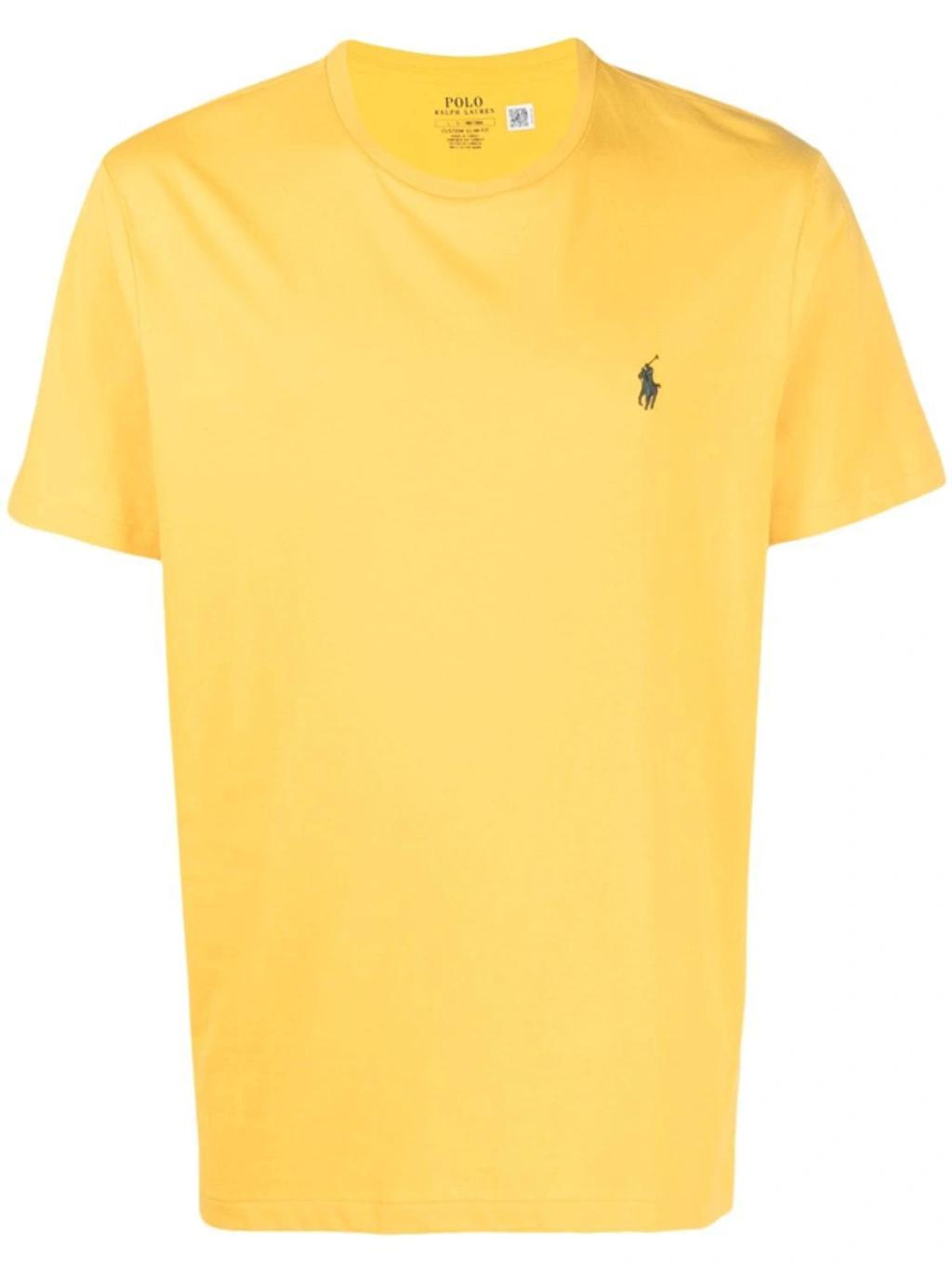 Embroidered-logo Cotton T-shirt In Yellow Product Image