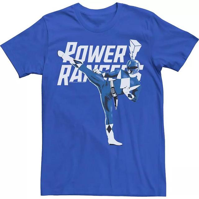 Mens Power Rangers Blue Ranger Action Pose Logo Tee Product Image