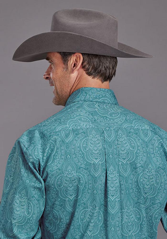 Stetson® Men's L/S Teal Paisley Print Button Shirt Product Image