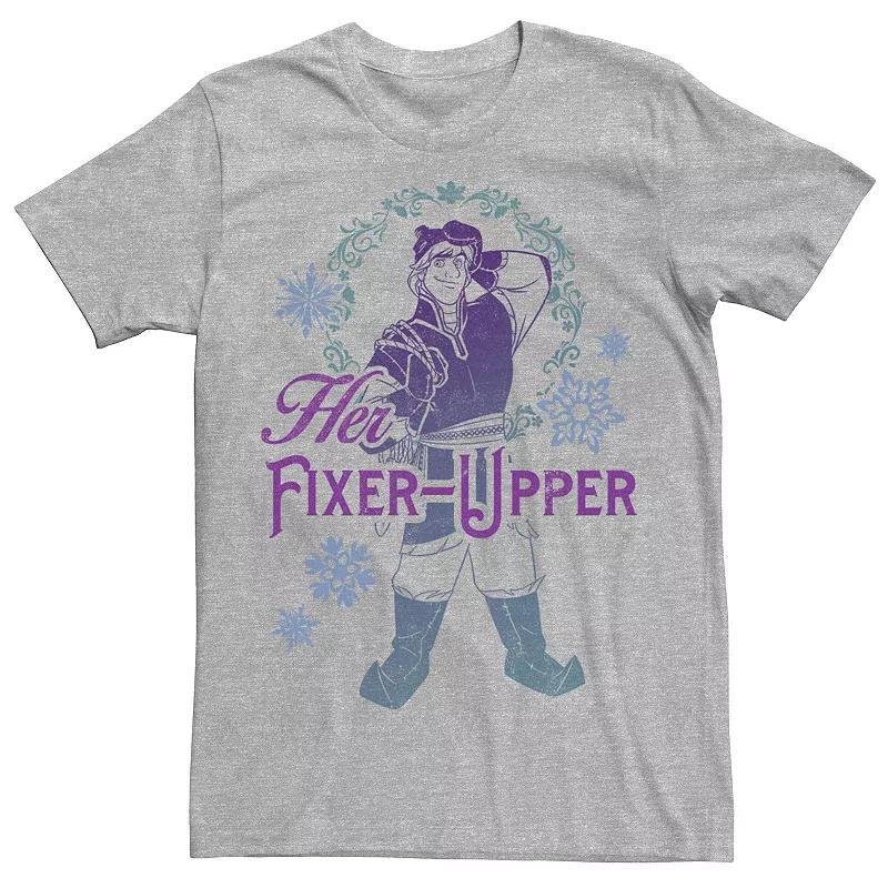 Disneys Frozen Kristoff Mens Her Fixer-Upper Gradient Portrait Tee Athletic Grey Product Image