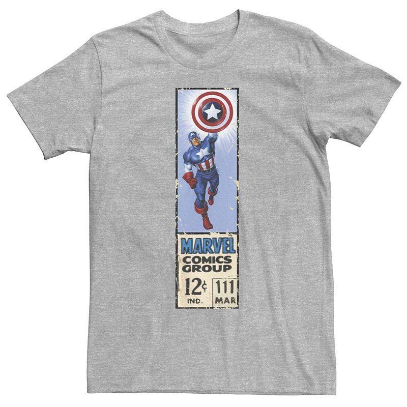 Mens Captain America Graphic Comic Tee Athletic Grey Product Image