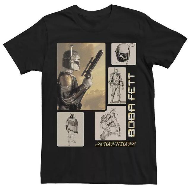 Mens Star Wars Boba Fett Concept Sketch Panel Short Sleeve Tee Product Image