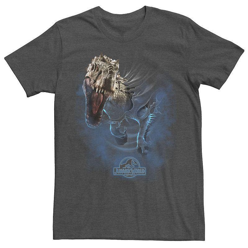 Mens Jurassic World Indominus Rex Breaks Through Graphic Tee Grey Heather Product Image