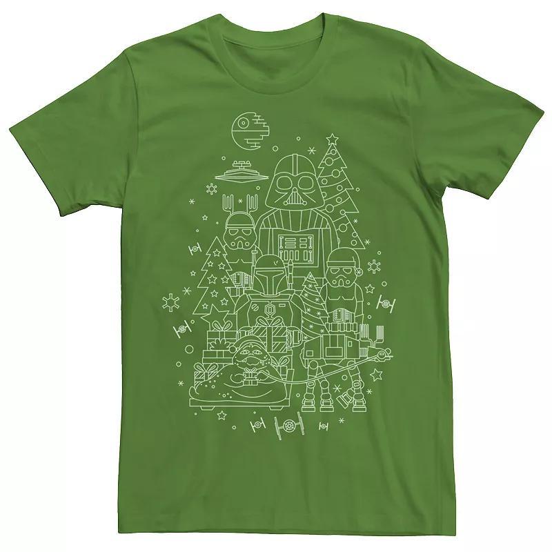 Mens Star Wars Christmas Empire Line Art Group Shot Graphic Tee Product Image