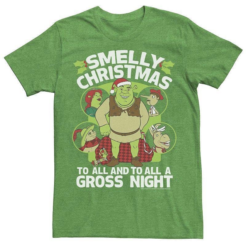 Mens Shrek Smelly Christmas To All Circle Portrait Collage Tee Kelly Grey Product Image