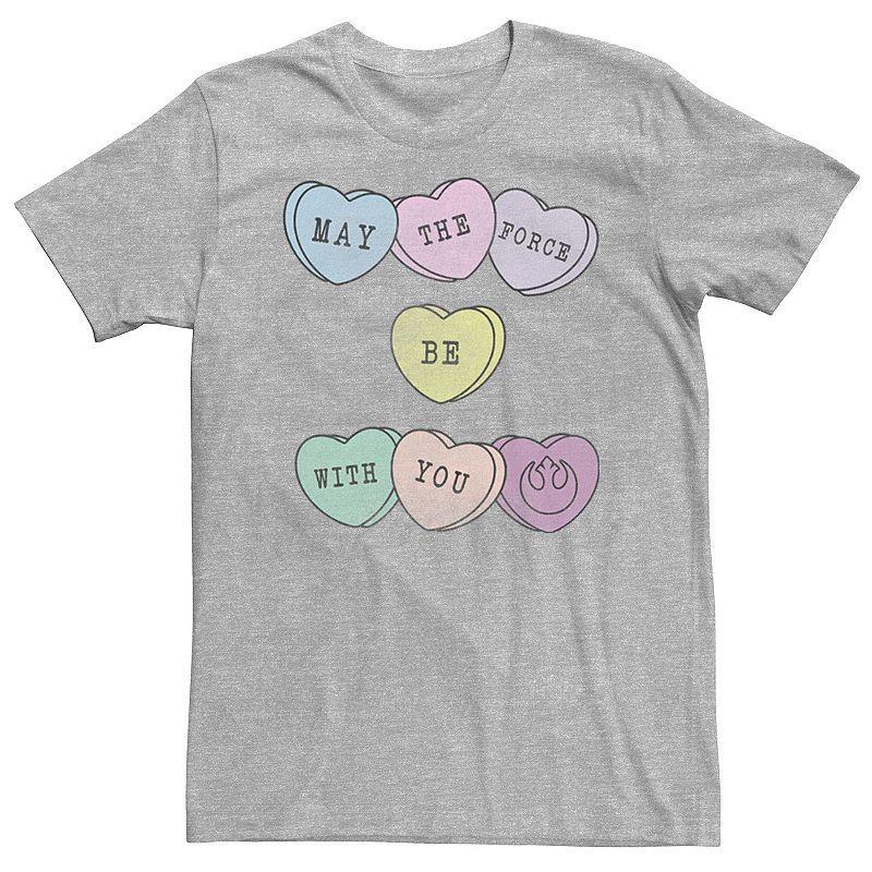 Mens Star Wars Candy Hearts Force Be With You Valentines Day Tee Athletic Grey Product Image