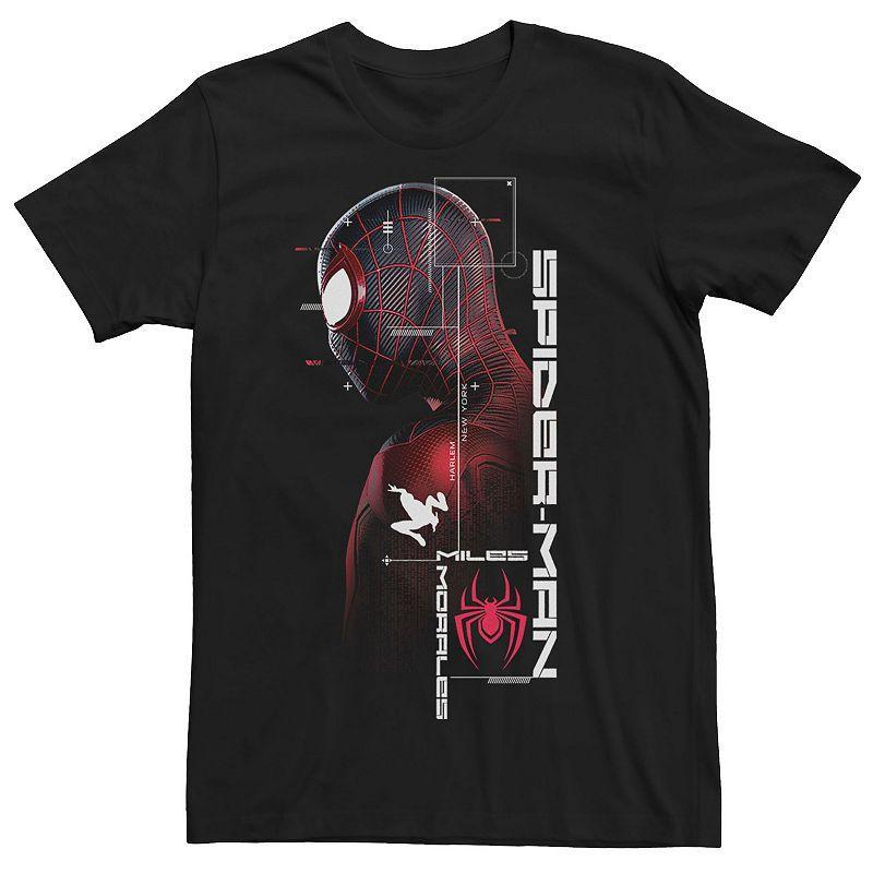 Mens Marvel Spider-Man Miles Morales Blueprint Profile Tee Black Product Image