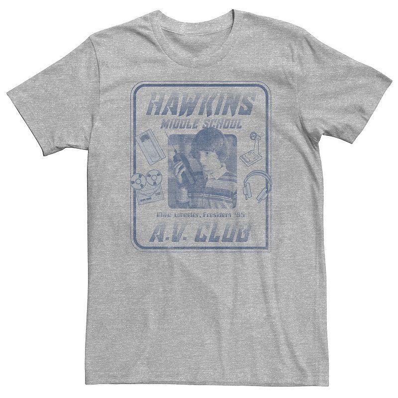 Big & Tall Netflix Stranger Things Mike Wheeler Hawkins A.V. Club Tee, Mens, Size: 3XL, Grey Product Image