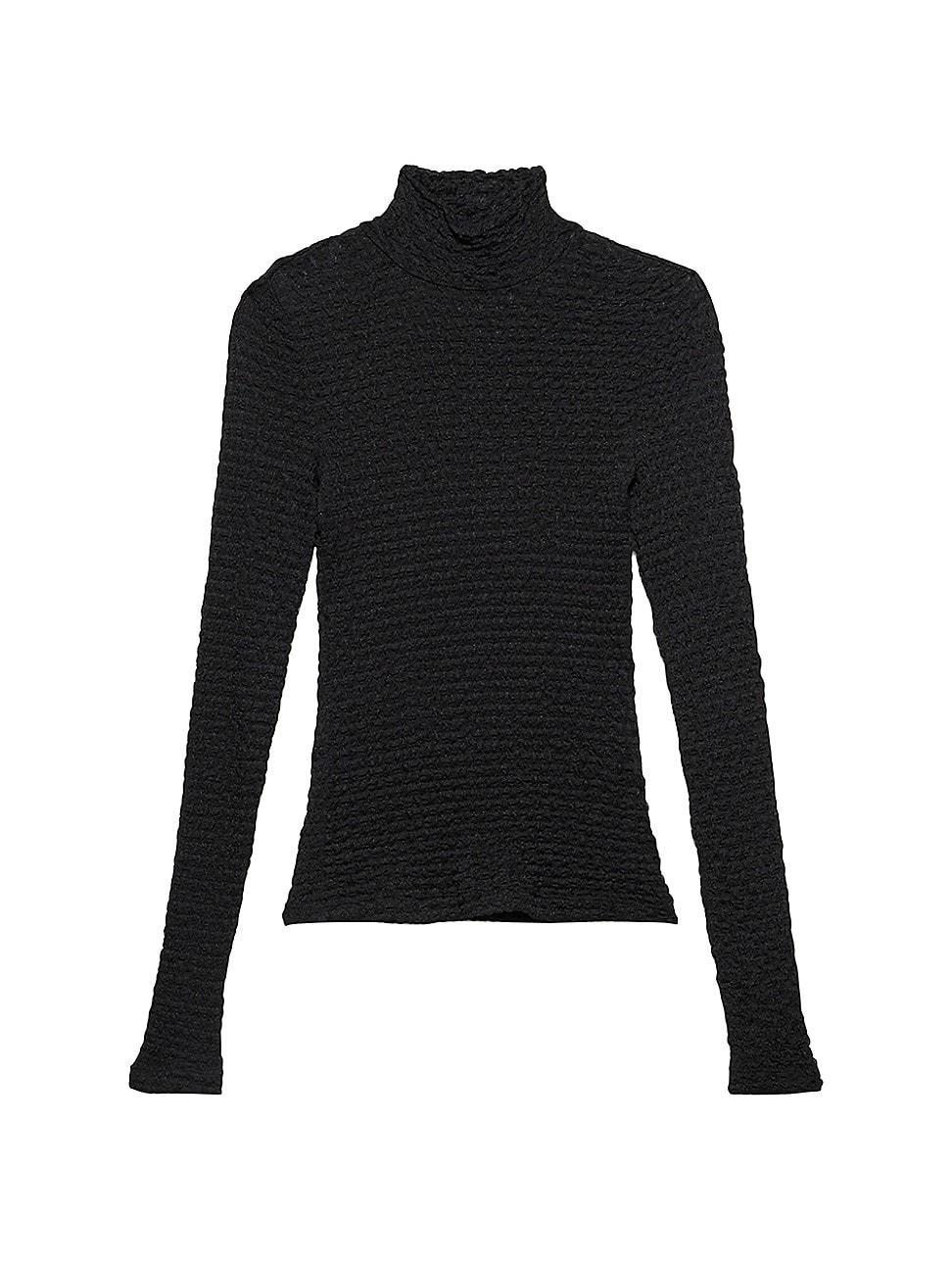 FRAME Mesh Turtleneck in White. Product Image