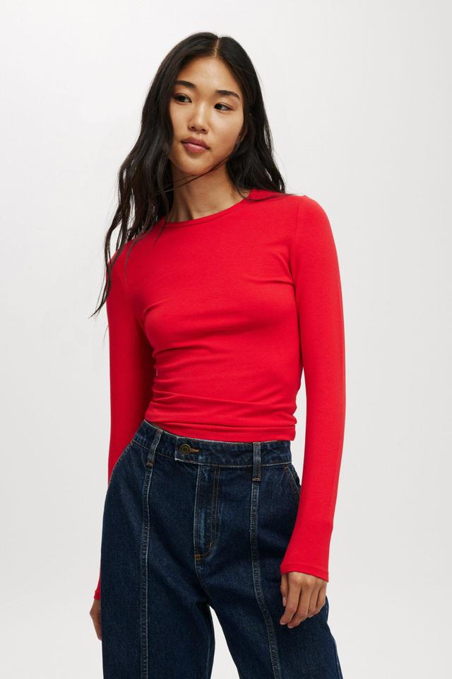 Cotton On Women - All Day Crew Long Sleeve - Scarlet red Product Image