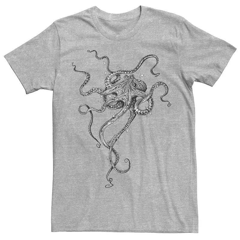 Mens Octopus Bubbles Graphic Tee Athletic Grey Product Image