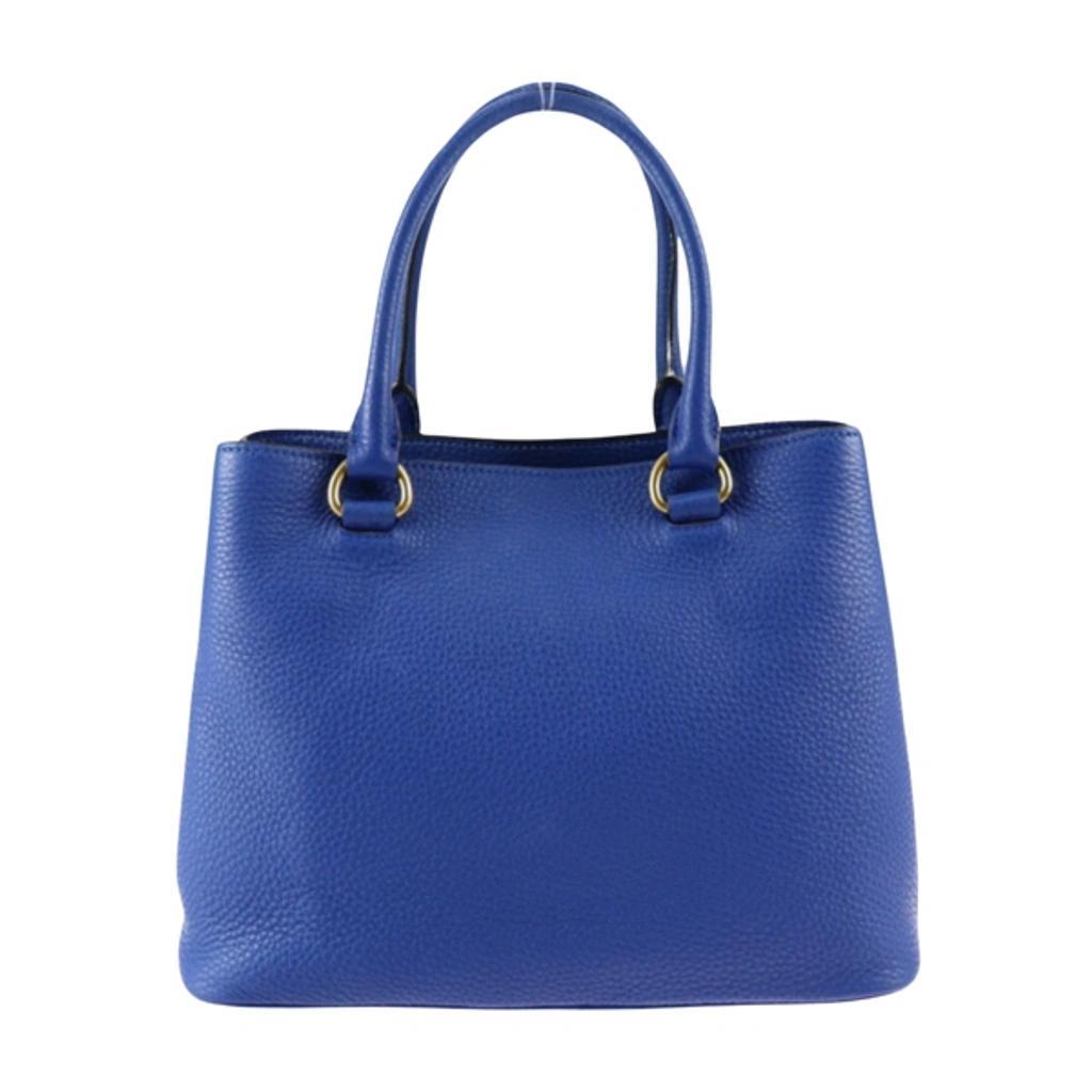 Blue Saffiano Cuir Leather Large Twin Tote Product Image