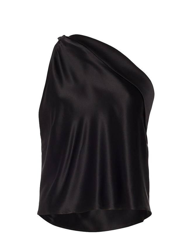 Womens Asymmetric Silk Satin Cowl Top Product Image