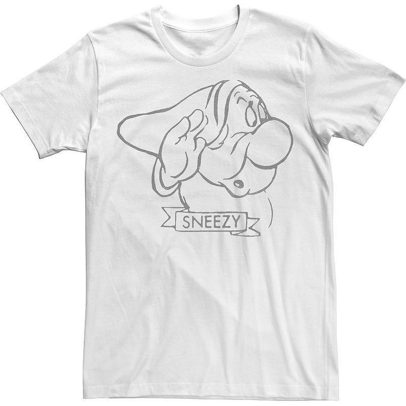 Disneys Snow Sneezy Line Art Big Face Mens Tee Product Image