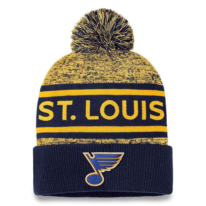 Mens Fanatics Branded /Gold St. Louis Blues Authentic Pro Cuffed Knit Hat with Pom Product Image