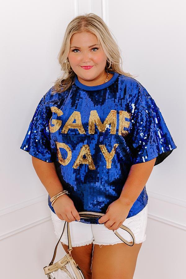 Gameday Sequin Tunic in Blue Curves Product Image