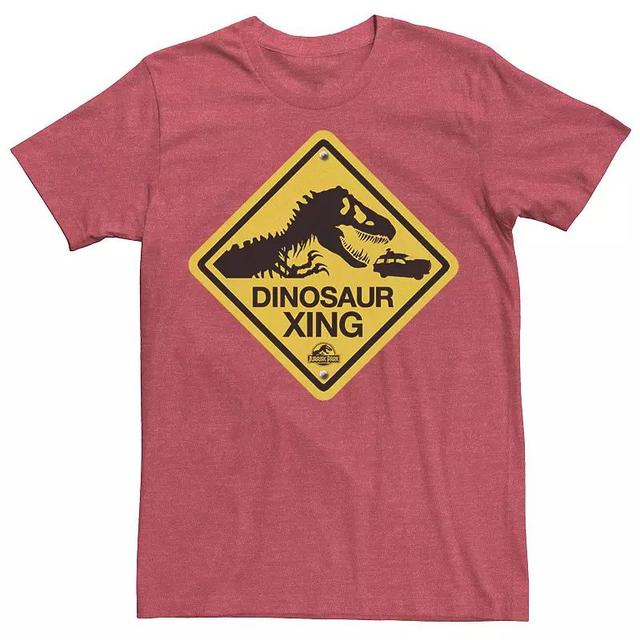 Mens Jurassic Park Dinosaur Crossing Yellow Sign Tee Red Product Image