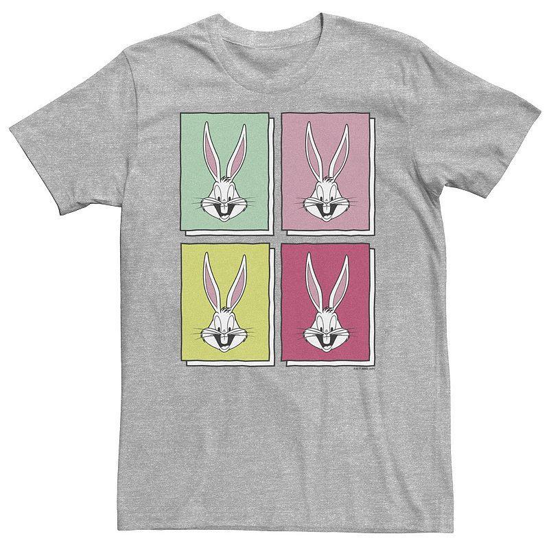 Big & Tall Looney Tunes Bugs Bunny Colored Boxed Portraits Tee, Mens Athletic Grey Product Image