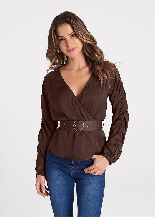 V-Neck Belted Top Product Image