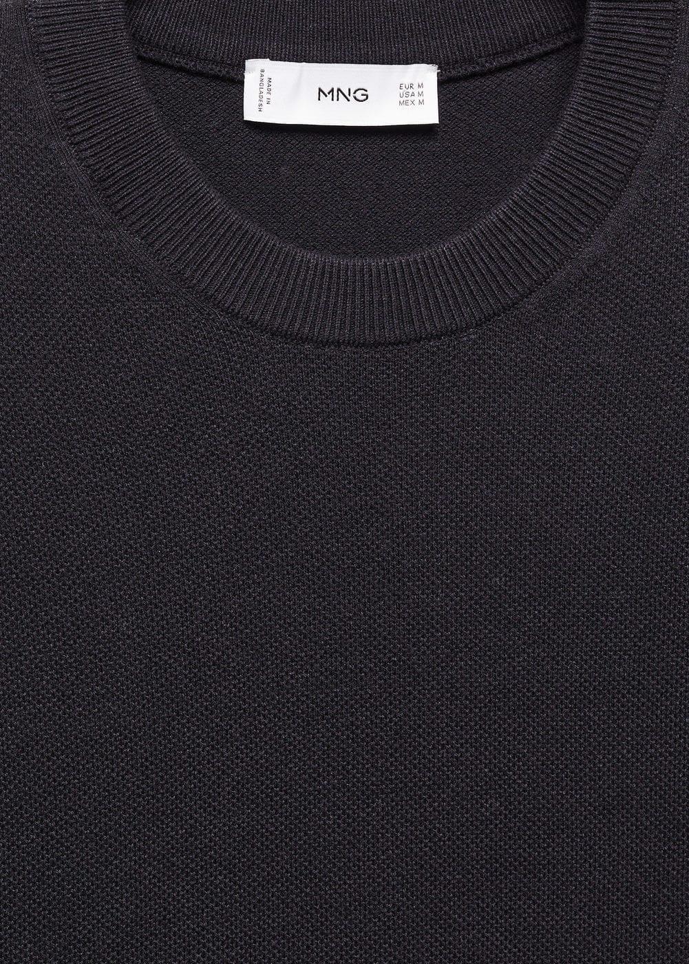 MANGO MAN - Structured cotton knit t-shirt dark navyMen Product Image