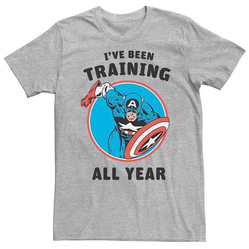 Mens Marvel Avengers Captain America Ive Been Training All Year Tee Athletic Grey Product Image