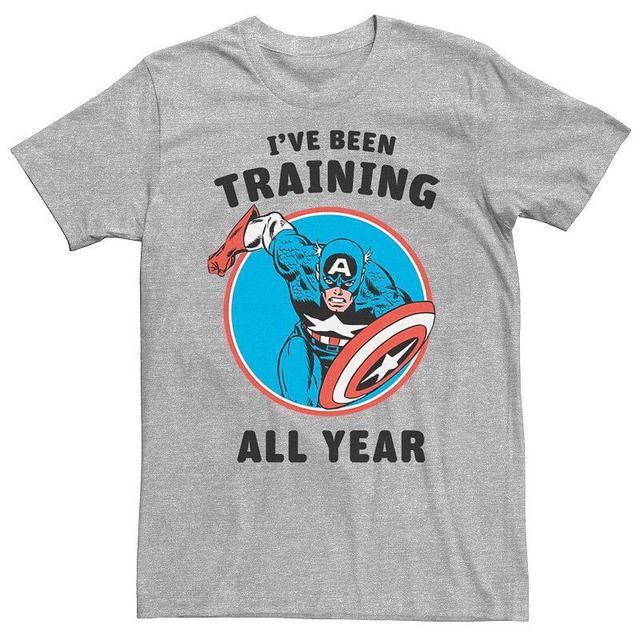 Mens Marvel Avengers Captain America Ive Been Training All Year Tee Athletic Grey Product Image