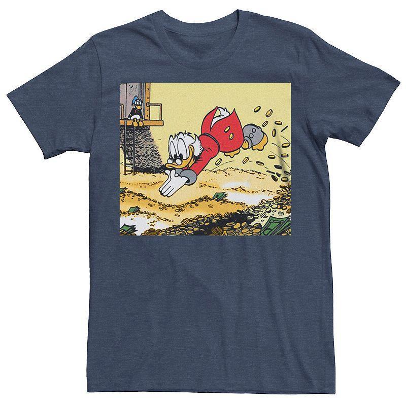 Mens Scrooge McDuck Diving In Money Pool Tee Navy Grey Product Image