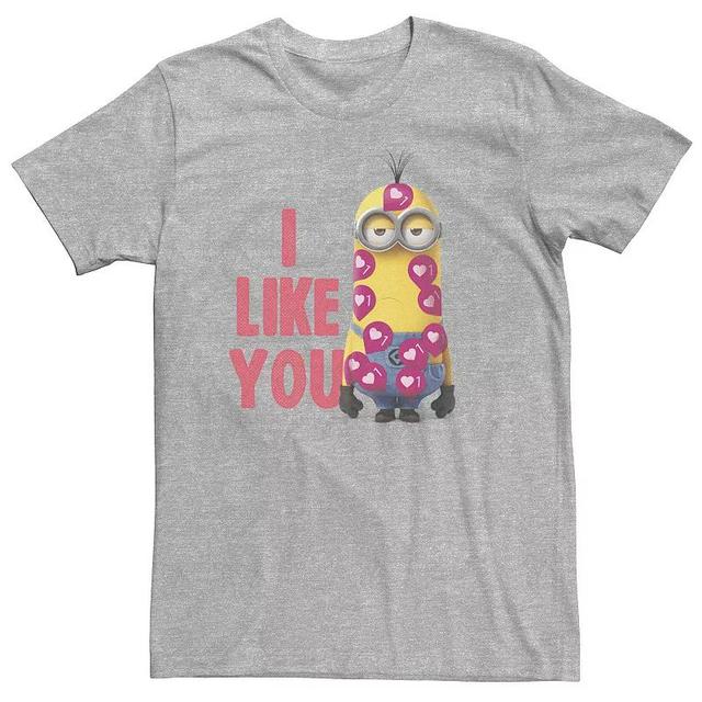 Big & Tall Despicable Me Minions Valentines Day I Like You Tee, Mens Athletic Grey Product Image