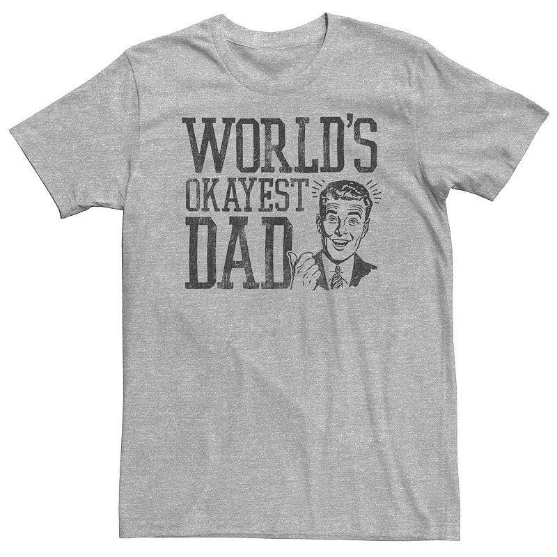 Big & Tall Fathers Day Worlds Okayest Dad Tee, Mens Athletic Grey Product Image