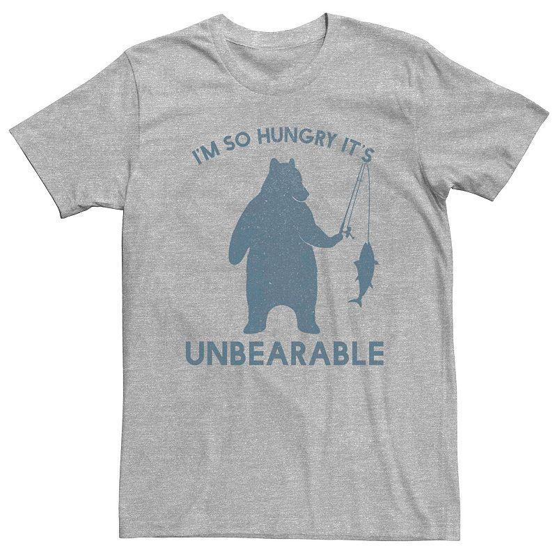 Mens So Hungry Bear Fishing Graphic Tee Athletic Grey Product Image