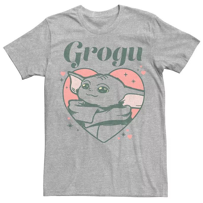 Big & Tall Star Wars: The Mandalorian Grogu In A Heart Valentines Day Tee, Mens Athletic Grey Product Image