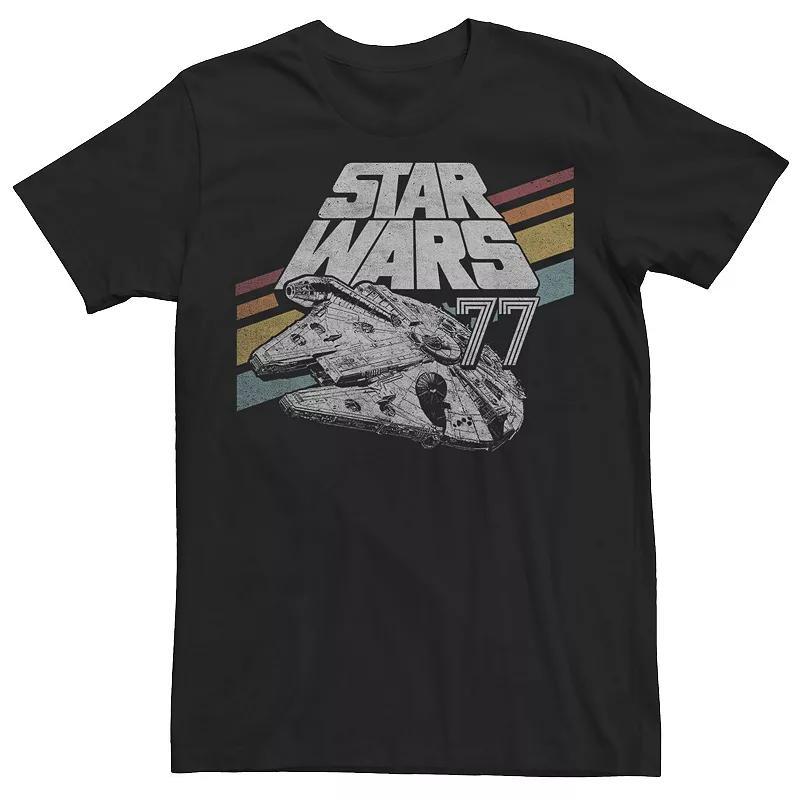 Mens Star Wars Millennium Falcon Retro Rainbow Stripe Tee Product Image