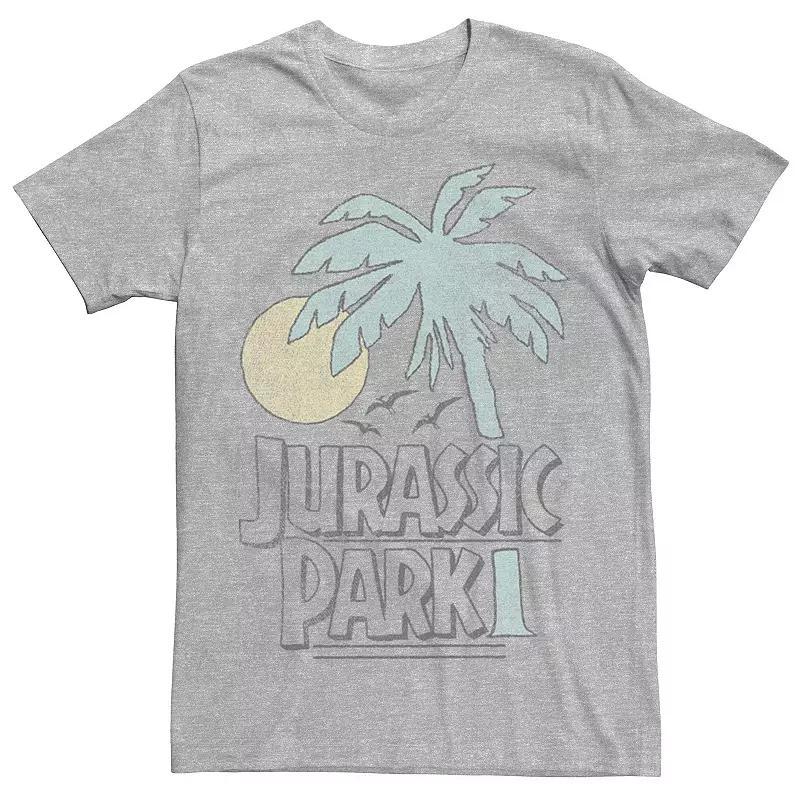 Mens Jurassic Park Palm Tree Sunset Logo Tee Athletic Grey Product Image