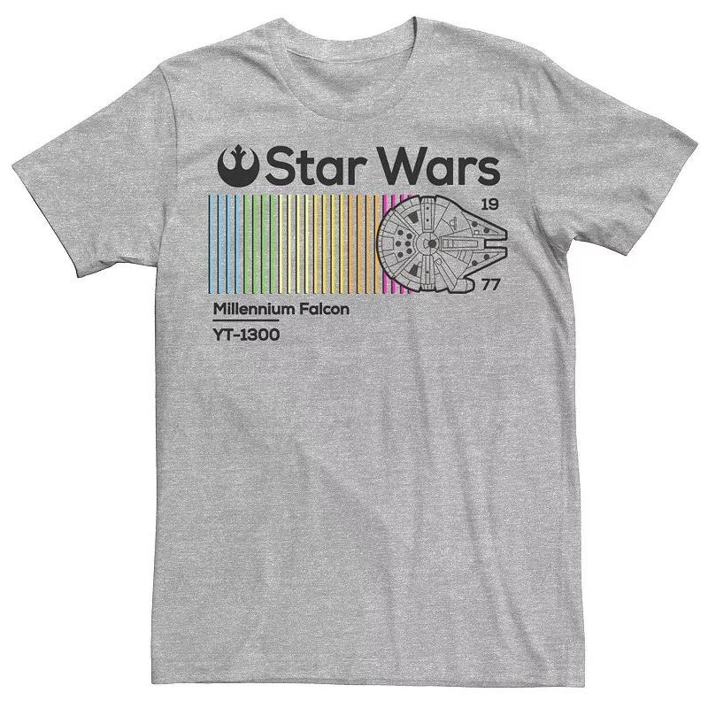 Mens Star Wars Millennium Falcon Rainbow Streaks Tee Athletic Grey Product Image