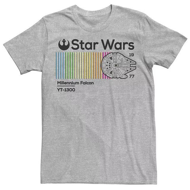 Mens Star Wars Millennium Falcon Rainbow Streaks Tee Athletic Grey Product Image