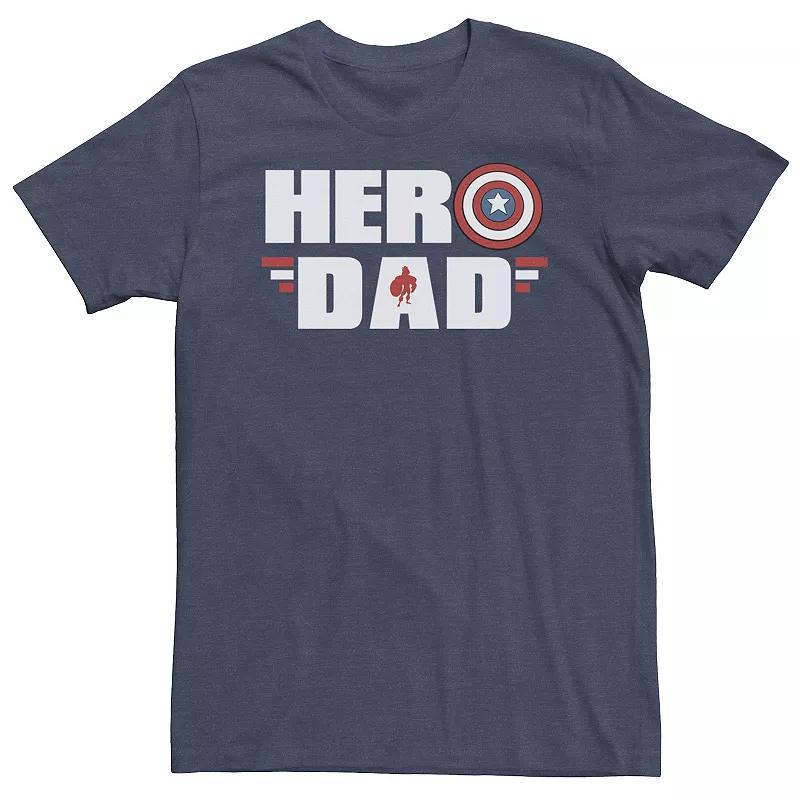 Big & Tall Marvel Fathers Day Captain America Shield Hero Dad Logo Tee, Mens Navy Grey Product Image