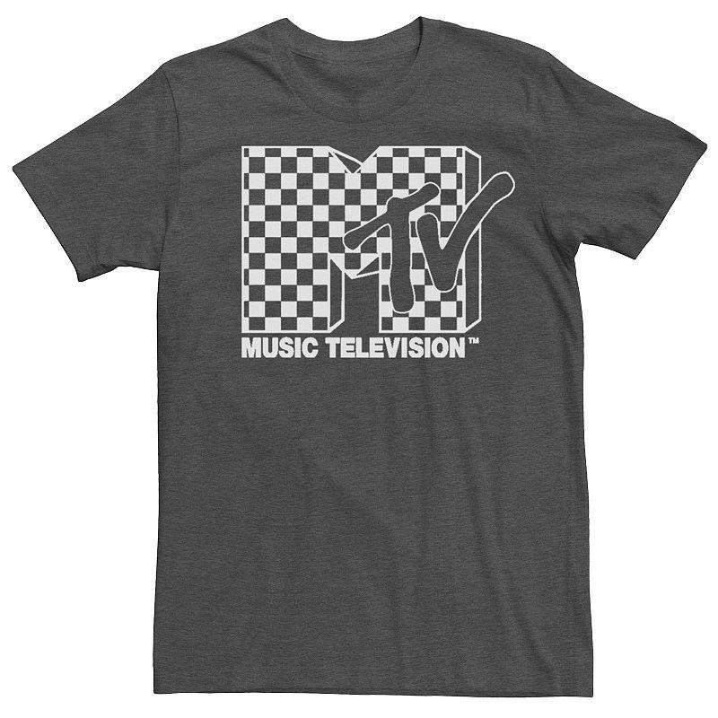 Mens MTV Blue Yellow And Checkered Logo Tee Grey Heather Product Image