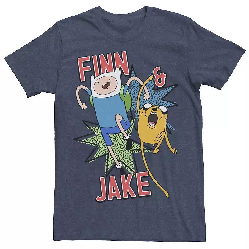 Mens Cartoon Network Adventure Time Finn & Jake Kapows Tee Royal Grey Product Image