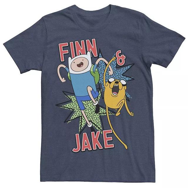 Mens Cartoon Network Adventure Time Finn & Jake Kapows Tee Red Grey Product Image