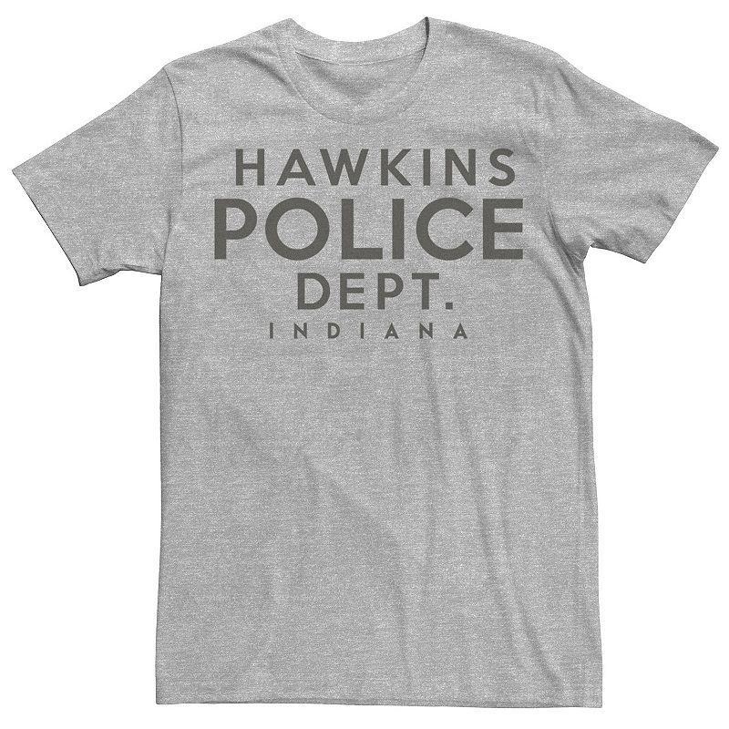 Mens Netflix Stranger Things Hawkins Police Dept. Indiana Tee Athletic Grey Product Image