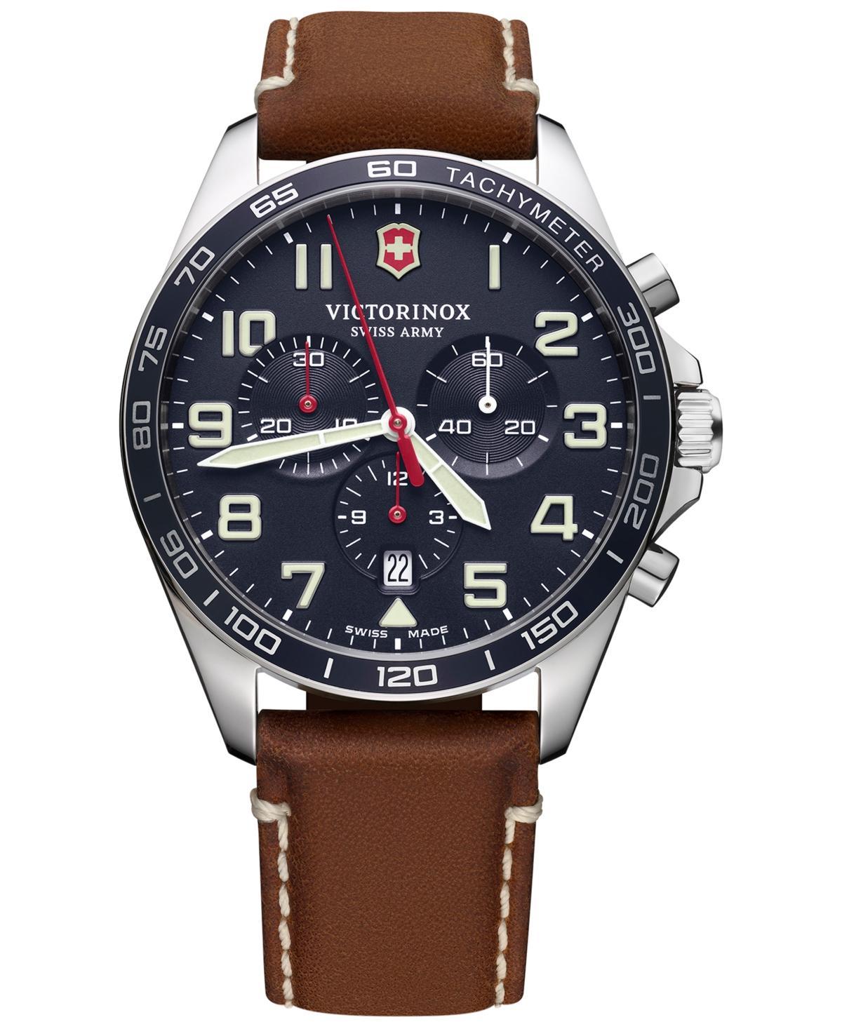 Victorinox Mens Chronograph FieldForce Brown Leather Strap Watch 42mm - Brown Product Image