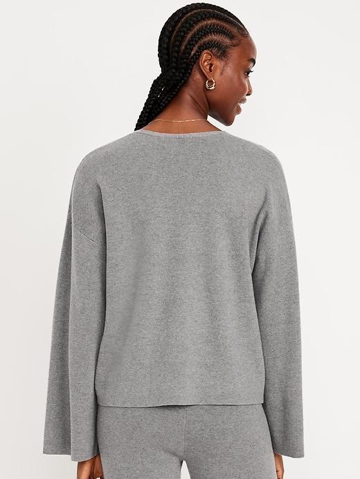 Bell-Sleeve V-Neck Sweater Product Image