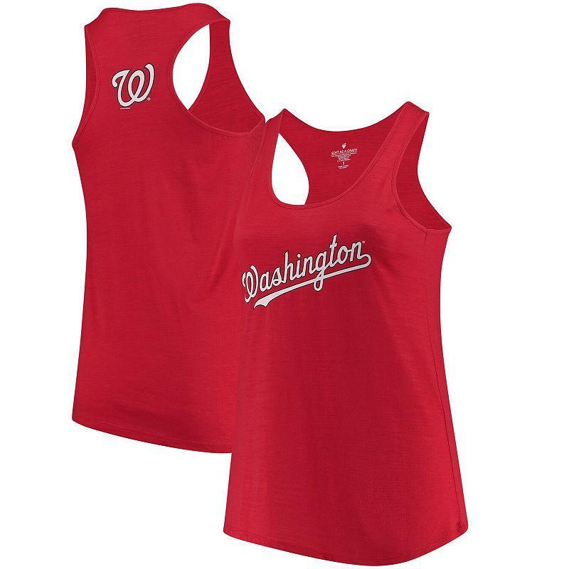 Womens Soft As A Grape Red Washington Nationals Plus Size Swing for the Fences Racerback Tank Top Product Image