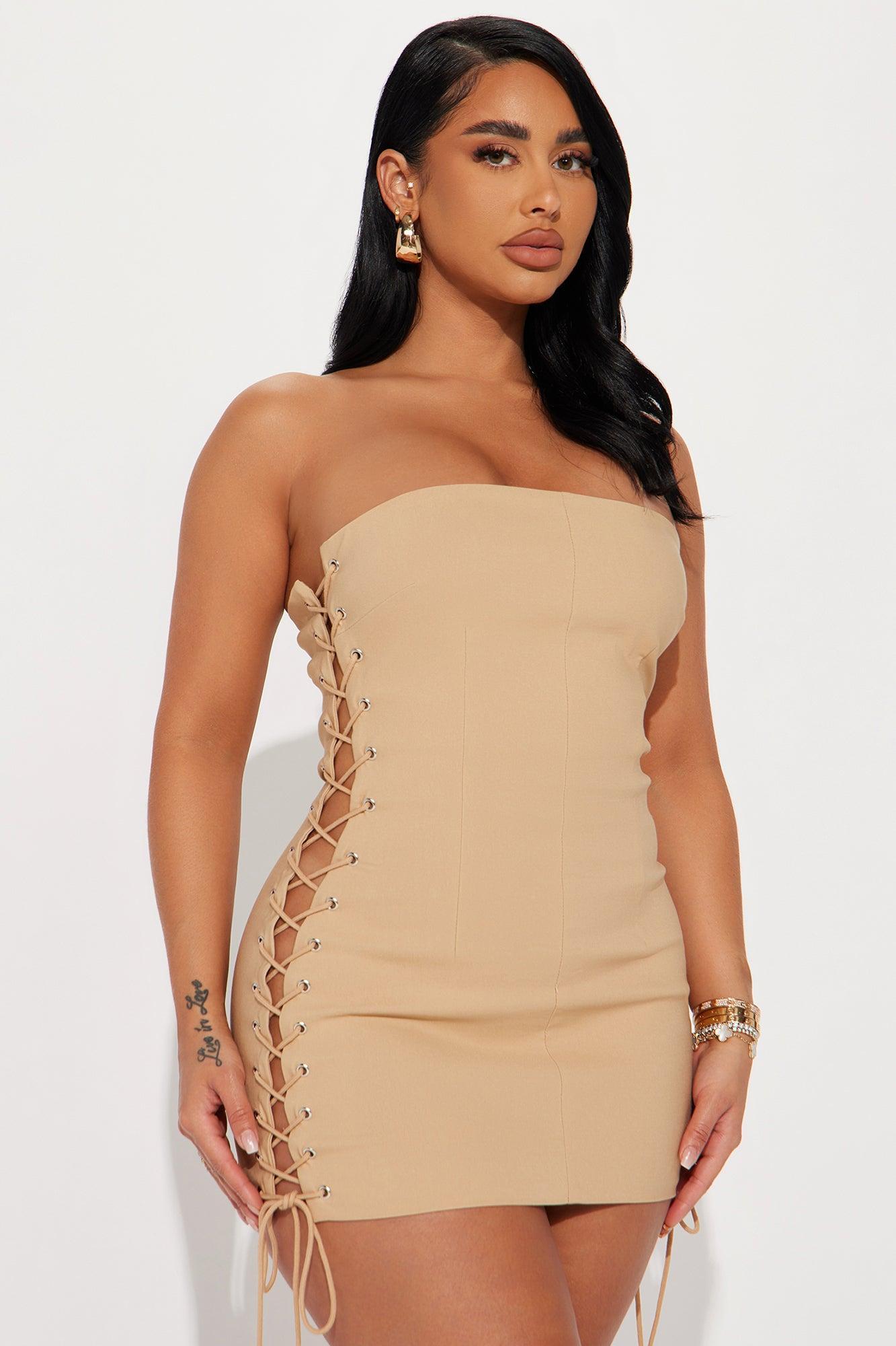 The Chella Mini Dress - Tan Product Image